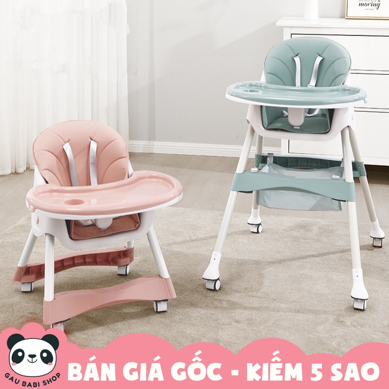 TẶNG KÈM YẾM ĂN DẶM !!! Ghế ăn dặm gấp gọn 9BABY có bánh xe điều chỉnh độ cao 2 cấp độ