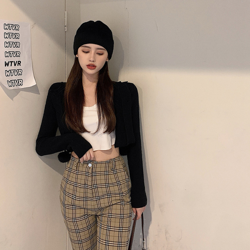 Áo khoác cardigan / Quần dài họa tiết caro trẻ trung năng động dành cho nữ | BigBuy360 - bigbuy360.vn