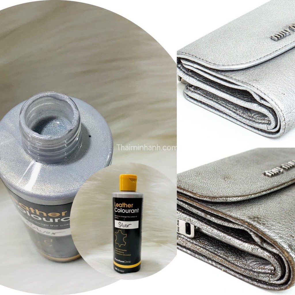 Màu sơn nhũ hãng Furniture Clinic Vương quốc Anh với nhũ vàng, nhũ bạc, nhũ đồng cho túi da cao cấp- Leather Colourant