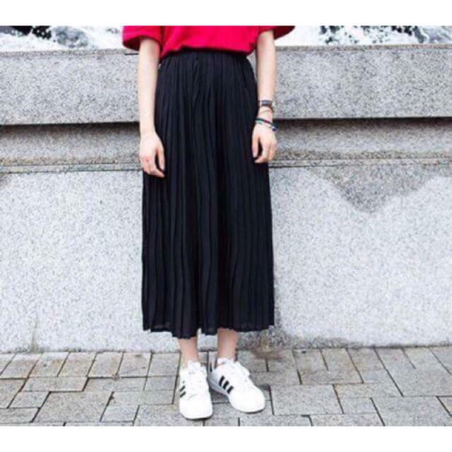 chân váy maxxi voan dập li màu đen | BigBuy360 - bigbuy360.vn