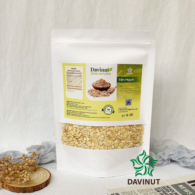 Ngũ cốc yến mạch ăn kiêng Úc 1kg Davinut nguyên cám siêu tiết kiệm, yen mach oats ăn sáng nguyên chất