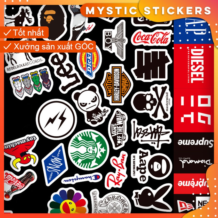 LOGO[RẺ VÔ ĐỊCH] 57 STICKER CHỐNG NƯỚC SIZE 4CM