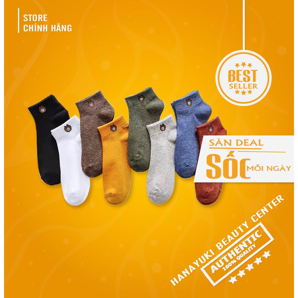 Mua 3 tặng 1-  Combo 10 đôi tất hình gấu đủ màu Hàn Quốc - 10 đôi vớ cổ ngắn hình gấu