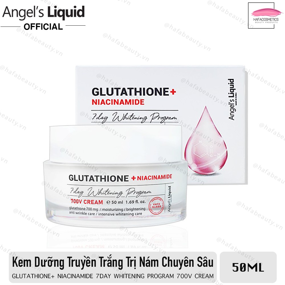 Kem Dưỡng Giảm Nám Truyền Trắng Angel's Liquid Glutathione+ Niacinamide 7Day Whitening Program 700 V-Cream 50ml - HAFA