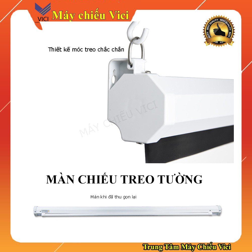 Màn Chiếu Treo Tường Kéo Tay. Chuyên dụng phù hợp tất cả máy chiếu hiện nay sắc nét, Đọ gain 1.3, không hạn chế góc nhìn