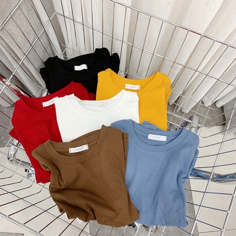 💘Áo phông trơn 2 dáng croptop, dài siêu đẹp