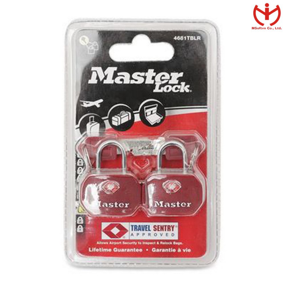 [Hỏa tốc HCM] Bộ 2 ổ khóa vali TSA Master Lock 4681 TBLR dùng chung chìa - MSOFT