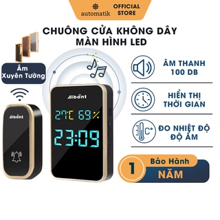 [Màn Hình LED] Chuông Cửa Không Dây Hiển Thị Thời Gian Nhiệt Độ Chống Nước Xuyên Tường 250m Tín Hiệu Nhạy - Automatik