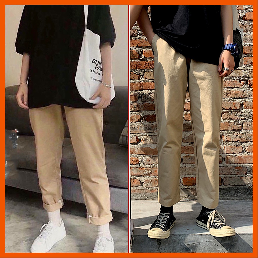 Quần Baggy Kaki Nữ MADELA Unisex Vải Nhập Hàn Cao Cấp, Quần Ống Suông Dáng Baggy Vải Kaki Dày Dặn