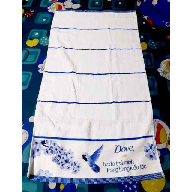 Khăn tắm Dove trắng sọc xanh 50×90cm