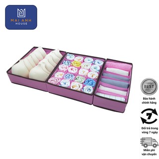 [GIÁ SỐC] Bộ 3 hộp đựng đồ lót chia ngăn Mai Anh House -MA05- khay xếp quần áo Nhật cất gọn,tìm nhanh XANH, HỒNG cá tính