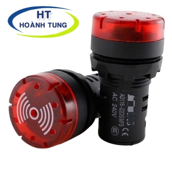 Còi đèn báo động phi 22mm AD136-22SM đèn led nhấp nháy cảnh báo điện áp 24VDC và 220VAC lắp đặt tủ điện