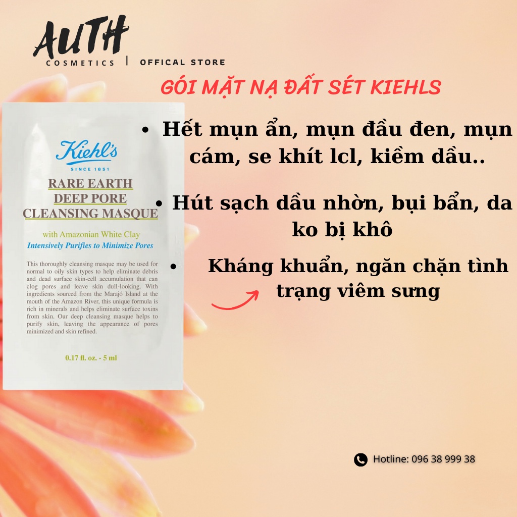 Mặt nạ Kiehl s Đất sét Nghệ Hoa cúc Gừng, Tặng kèm thìa đắp mặt nạ và hũ thủy tinh