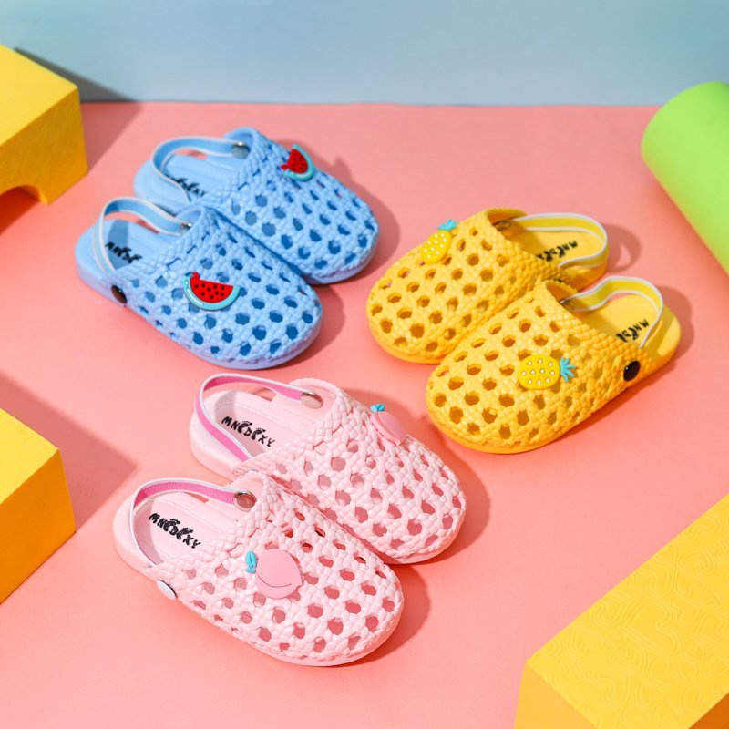 2 cách để mặc! Giày Chống Trượt Siêu Nhẹ Thoải Mái Họa Tiết Trái Cây Đáng Yêu Cho Bé 2-8 Tuổi