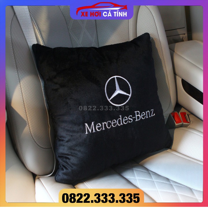 Chăn 2 trong 1 mercedes, gối tựa lưng trên xe , chăn gối cho xe hơi,