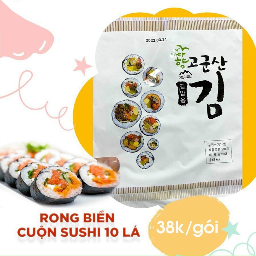 Lá Kim Cuộn Cơm (10 lá) - Rong biển cuộn cơm kimbap Hàn Quốc