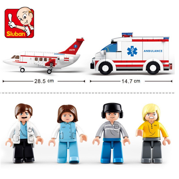 Mô hình máy bay cứu thương cỡ lớn đồ chơi trẻ em bằng nhựa được lắp ráp từ 335 chi tiết