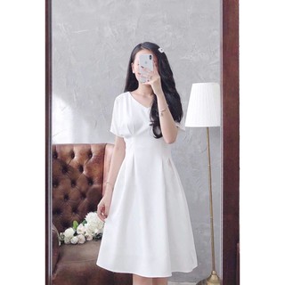 Đầm Xòe Bo Eo Hai Màu G096