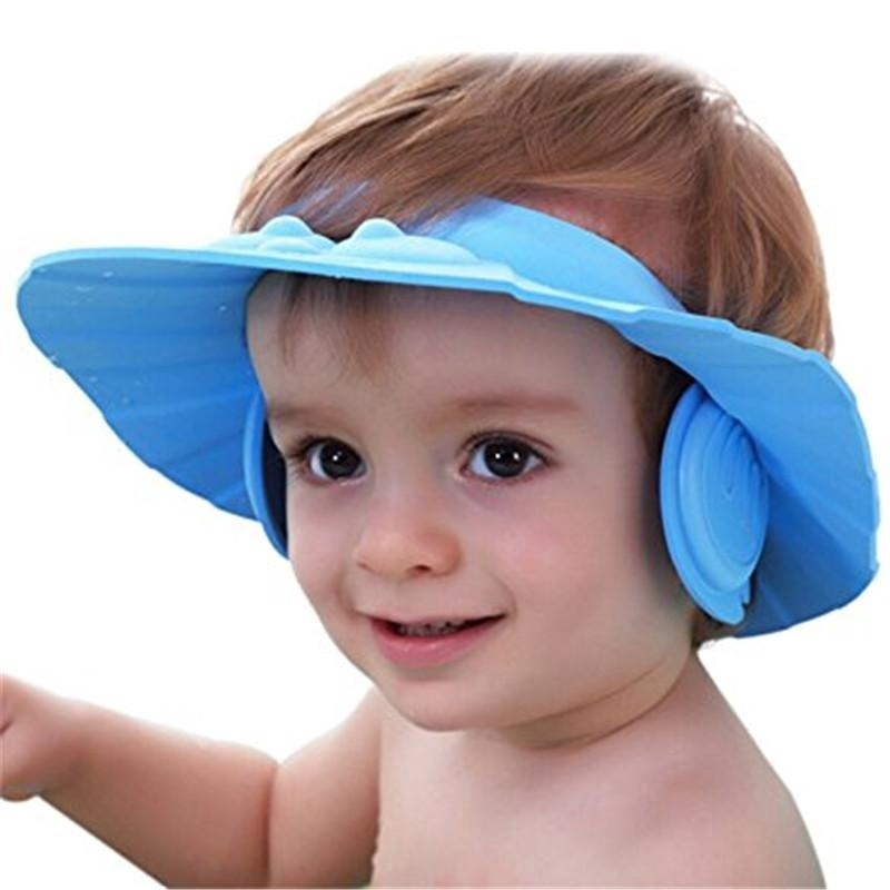 Adjustable Baby Shampoo Bath Bathing Shower Cap Hat With Ear Wash Hair Shield