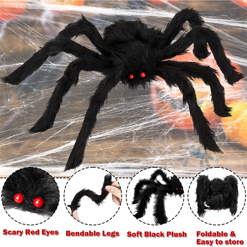 Nhện Giả Màu Đen 30 / 75 / 125cm Trang Trí Halloween