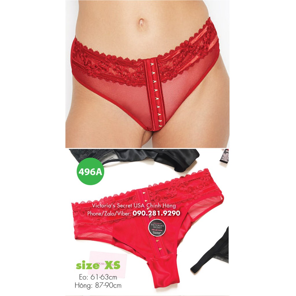 (Quần lót XS) - Quần lót đỏ, lưng bảng to, phối lưới sexy, cao cấp nhất (496), mông 87-90cm - Victoria's Secret USA