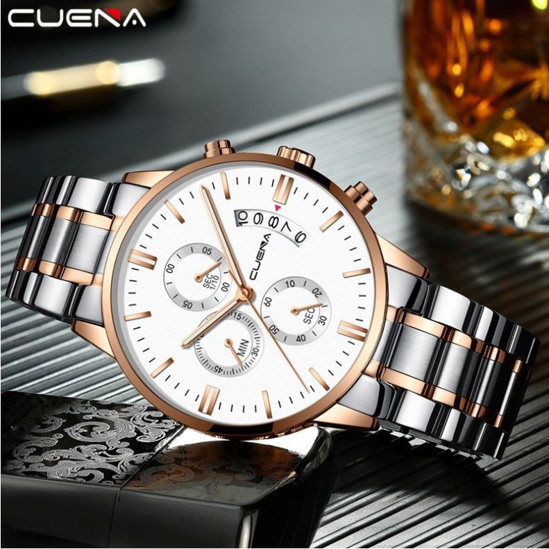 Đồng Hồ Nam hiệu CUENA Máy Nhật Dây Thép Cao Cấp Chạy Full 6 Kim Có Lịch Ngày - Đẳng Cấp Doanh Nhân Thành Đạt | BigBuy360 - bigbuy360.vn