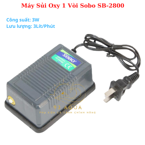 Máy Sủi Oxy 1 Vòi Sobo SB-2800 (3W - 3Lít/Phút) - Máy Sủi Oxy Cho Bể Cá