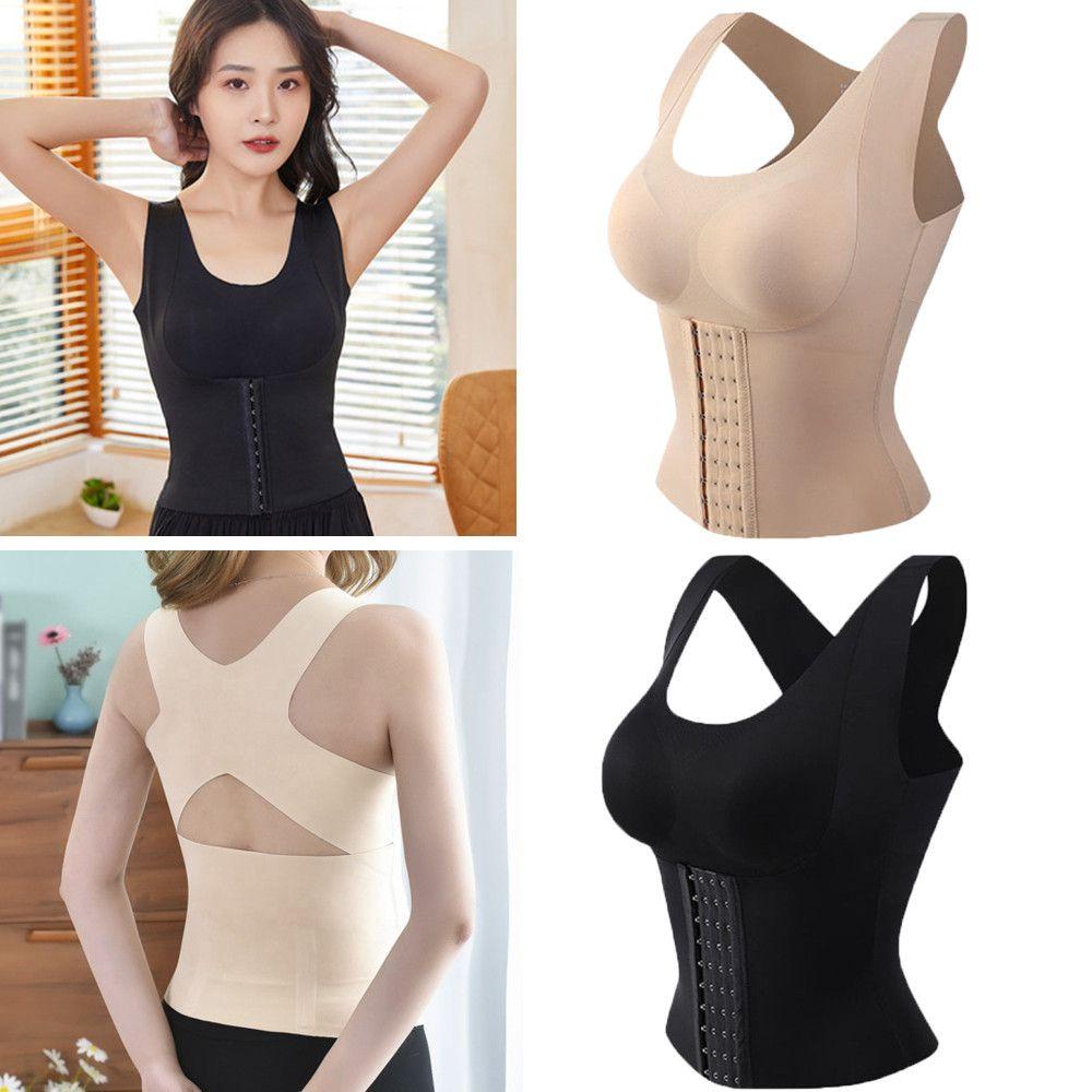 Áo nịt ngực phối dây chéo không gọng giảm mỡ làm thon gọn vùng bụng có đệm ngực nhiều màu tùy chọn cho nữ