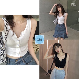 Áo 3 lỗ croptoo cài khuy uzzlang l.y store nữ áo khuy sát nách hot