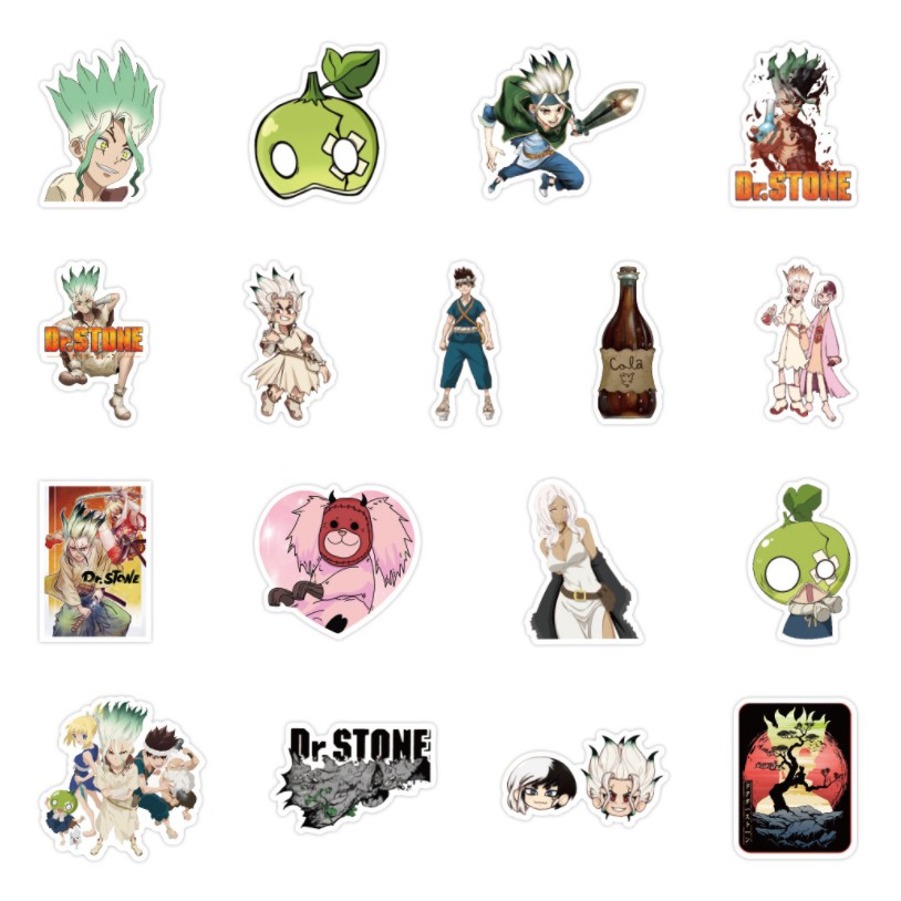 Combo 100 sticker Anime Dr.Stone - Tiến Sĩ Đá không thấm nước dán laptop, vali, mũ bảo hiểm,..