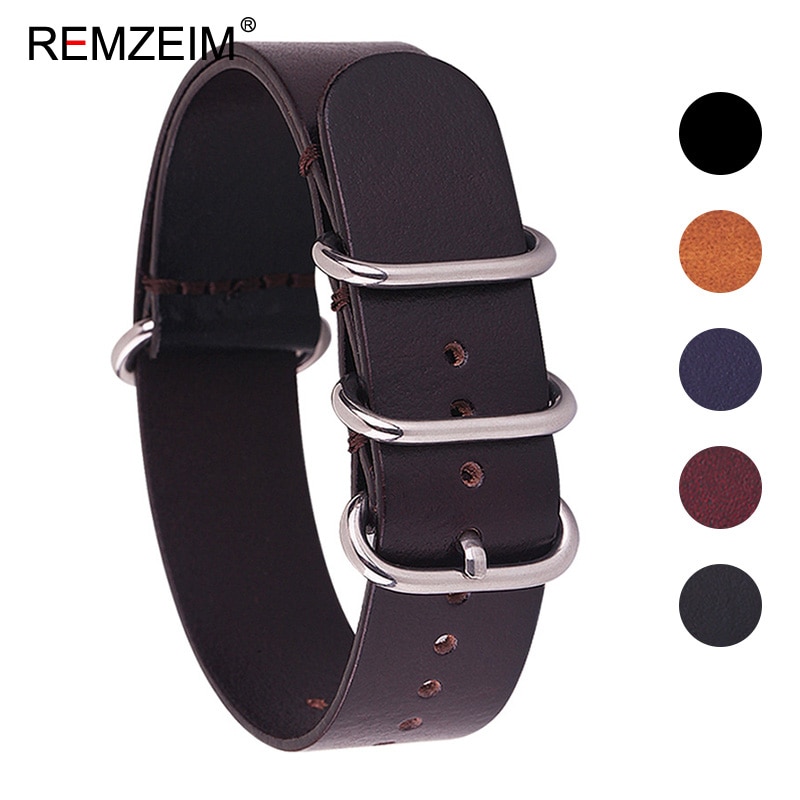 Mới Dây Đeo Đồng Hồ Bằng Da Ngựa Nato Zulu 18 20 22 24mm Zulu