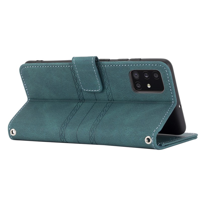 Bao Da Điện Thoại Nắp Lật Kèm Ngăn Đựng Thẻ Và Dây Đeo Cho Samsung Galaxy A51 A71 A12 A23 M12 F12 edge