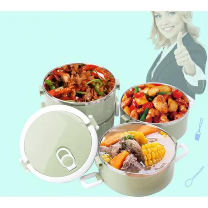 BÁN CHẠY [ SIÊU RẺ ] Hộp Mang Cơm, Cặp Lồng Cơm 2 Tầng Ruột Inox Lunch Box,Giữ Nhiệt  Cực Kỳ Hiệu Quả HÀNG LOẠI 1