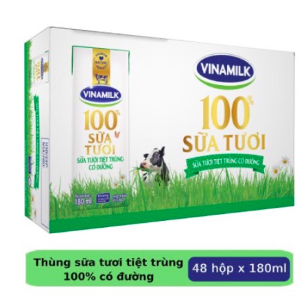 THÙNG 48 HỘP 180ML SỮA TƯƠI TIỆT TRÙNG VINAMILK (48 hộp x 180ml)