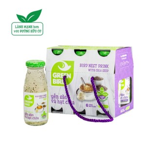 Lốc Green Bird - Nước Uống Bổ Dưỡng Yến Sào và Hạt Chia - (6 chai*185ml)