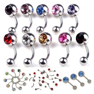 KHUYÊN RỐN BASIC ĐÁ MÀU THÂN 1.6mm