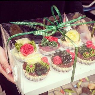 1 Hộp nhựa trong đựng cupcake 6 bánh