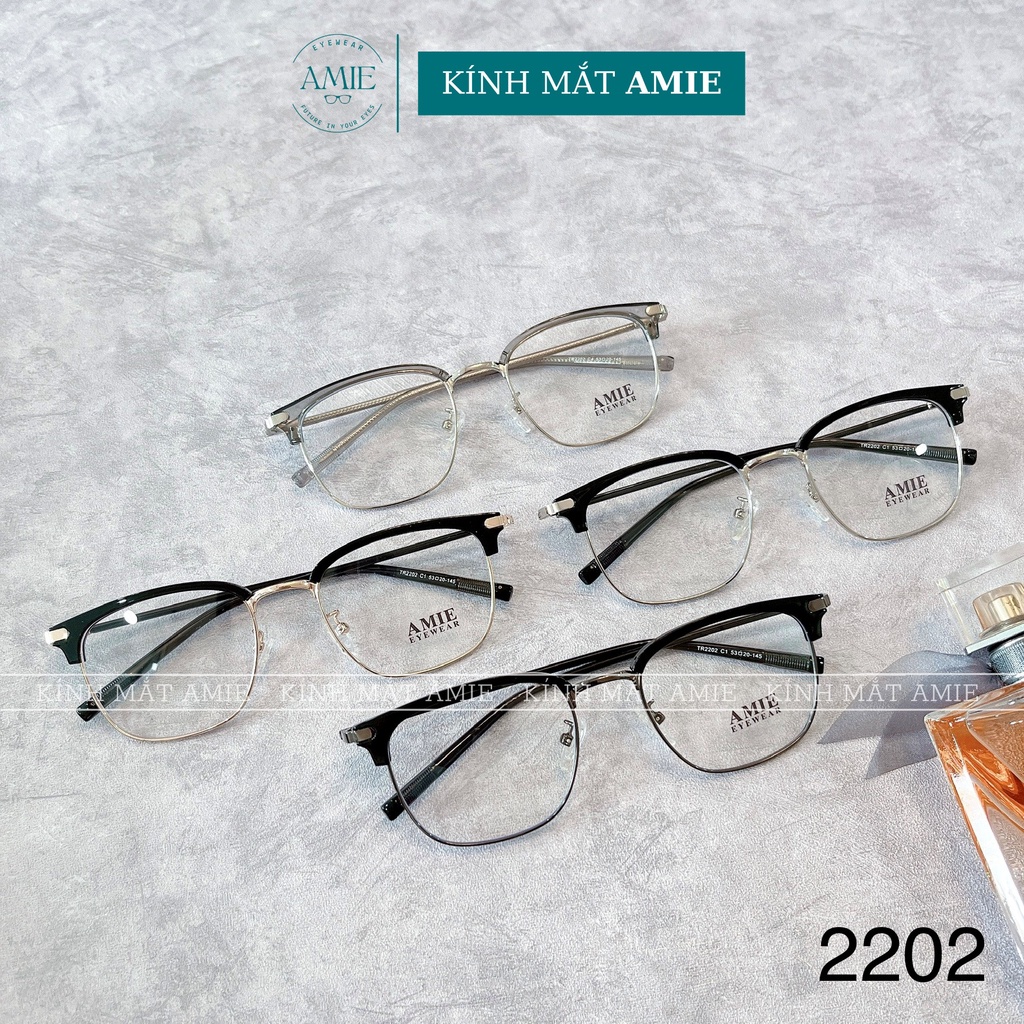 Mắt kính cận vuông AMIE Eyewear gọng kính kim loại nam đơn giản thời trang 2202