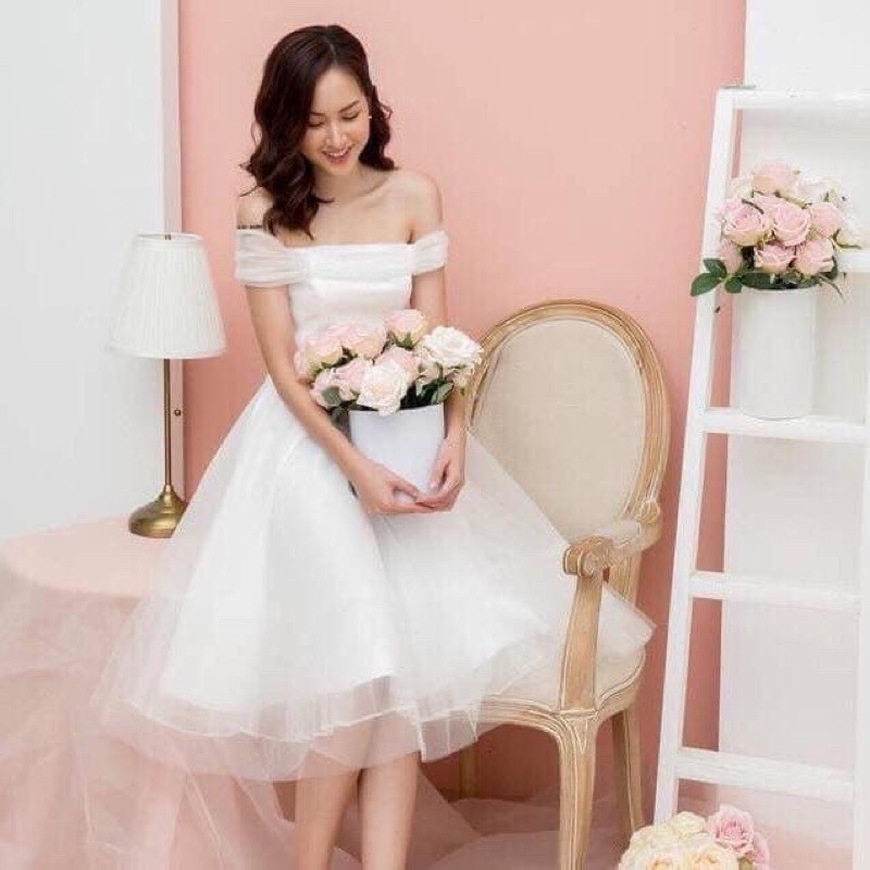 Váy trắng trễ vai công chúa - Đầm trắng dự tiệc xoè mẫu mới 2021 | WebRaoVat - webraovat.net.vn