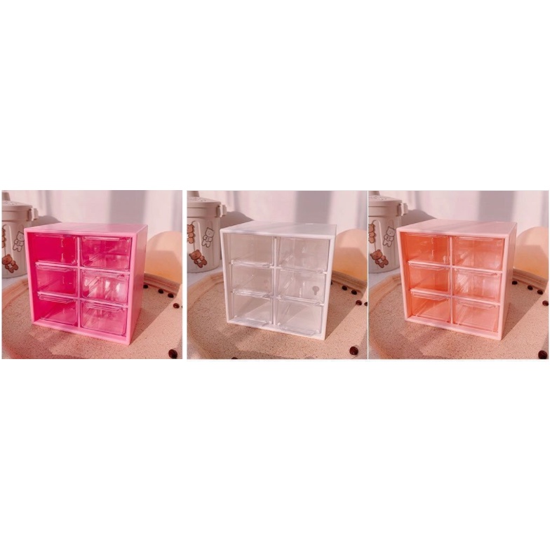 Hộp Nhựa 6 ngăn 9 ngăn kéo vuông DMP5 Đựng Đồ tủ mini Đa Năng đựng Sticker vật dụng nguyên liệu thủ công