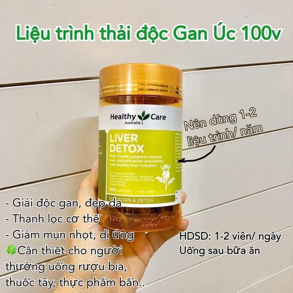 Viên Uống Healthy Care Liver Detox  Úc Giúp Giải Độc Gan, Thanh Lọc Cơ Thể 100 Viên