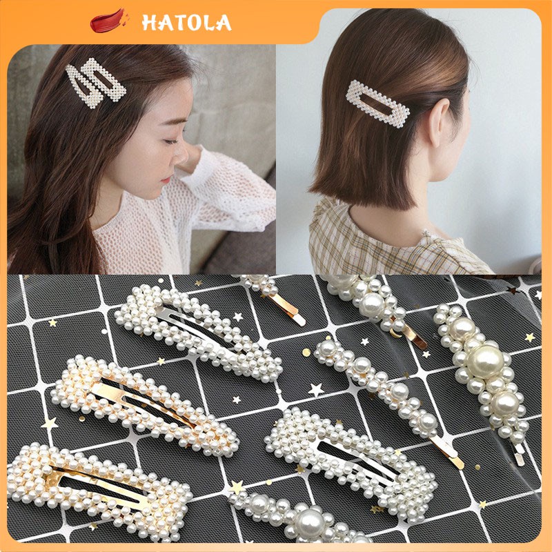 Kẹp tóc nữ đính ngọc trai nhân tạo thời trang kiểu Hàn Quốc kẹp tóc siêu xinh HT-KT1
