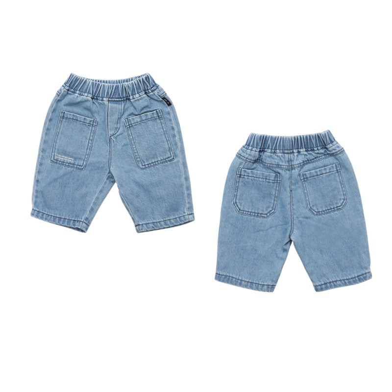 Quần short jean lửng cho bé túi vuông chữ EDGX B64-21017 cho bé trai bé gái