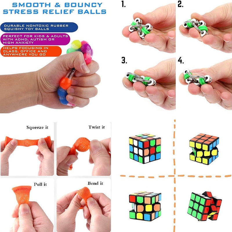 1 Set Đồ Chơi Bóp Tay Hình Khối Lập Phương Mini Co Giãn Dành Cho Trẻ Em