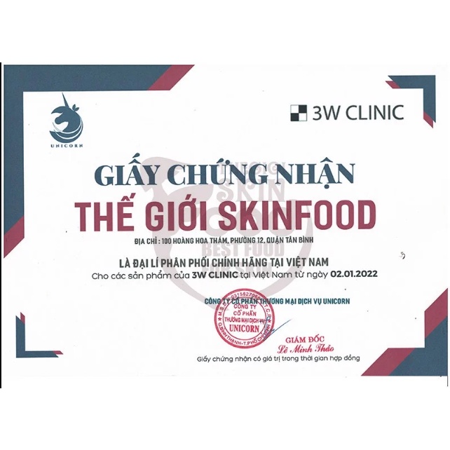 Mặt Nạ Giấy Dưỡng Ẩm Trắng Da, Chống Lão Hóa Chiết Xuất Thiên Nhiên Hàn Quốc 3W Clinic Fresh Mask Sheet 23ml