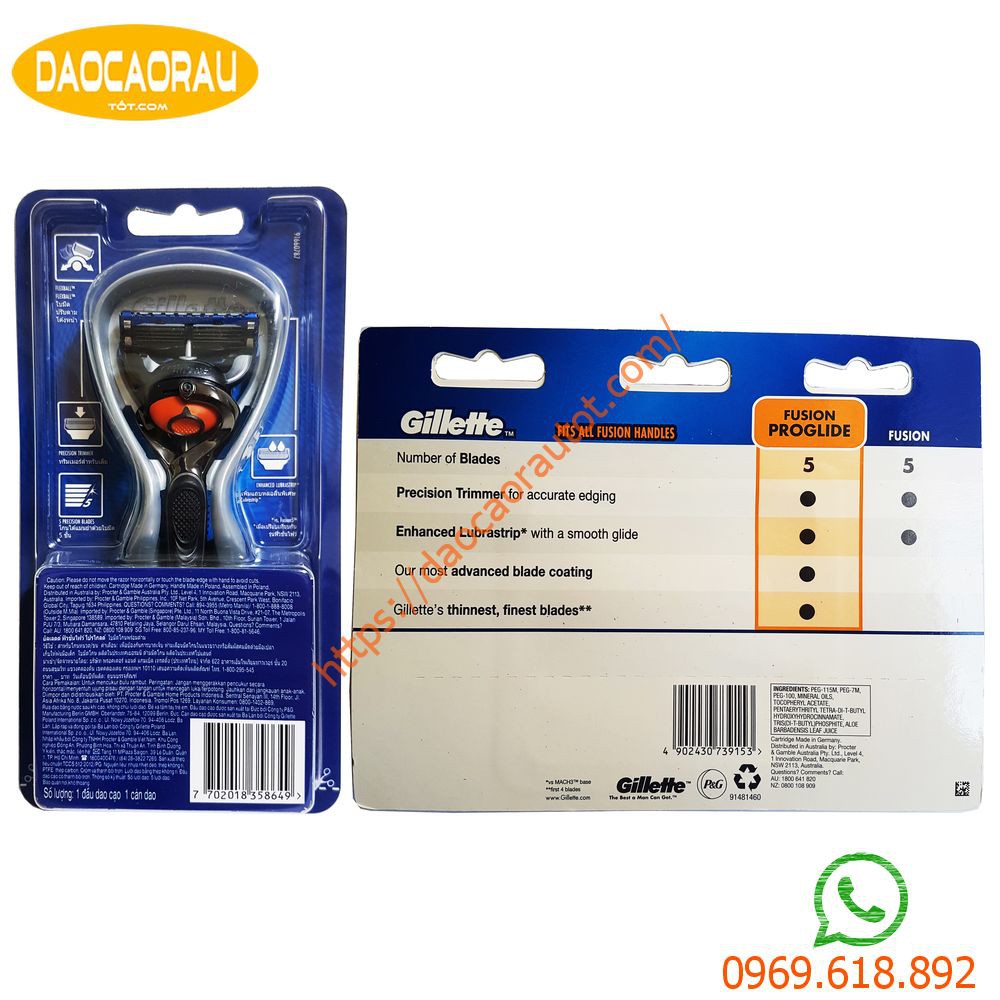 Bộ dao cạo râu 5 lưỡi Gillette Proglide5 (1 tay cầm xoay chiều và 10 đầu cạo 5+1)
