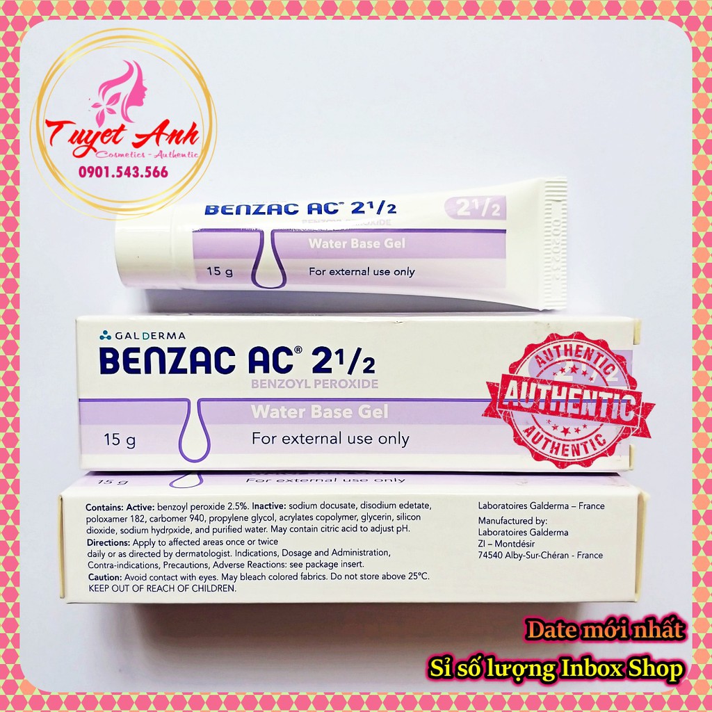  [Auth-Date mới] Benzac AC 2.5%, 5% - Kem hỗ trợ giảm mụn