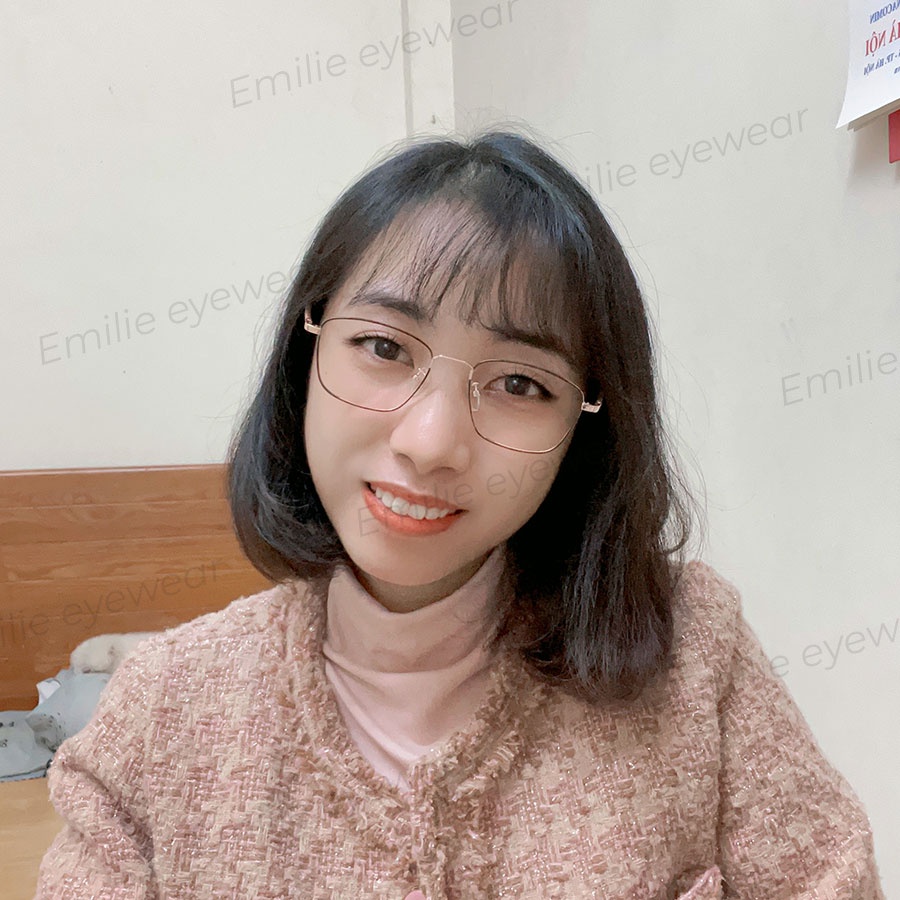 Kính gọng mảnh vuông nam nữ Emilie eyewear chất liệu kim loại phụ kiện thời trang 8818