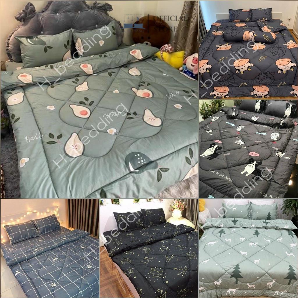 Bộ chăn phao,ga gối cotton poly 1m6,1m8,chăn mền đẹp,được chọn mẫu