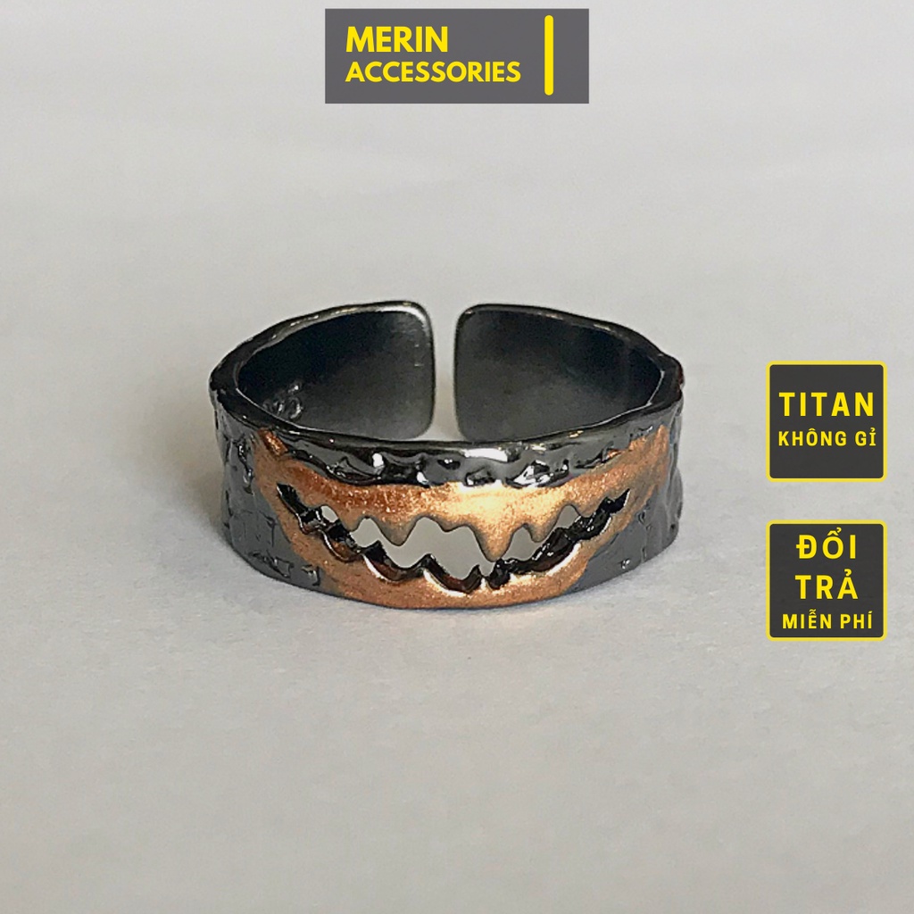 Nhẫn nam nữ tròn Merin Accessories màu bạc thời trang chất Titan đẹp đơn giản không gỉ - Nhẫn Joker
